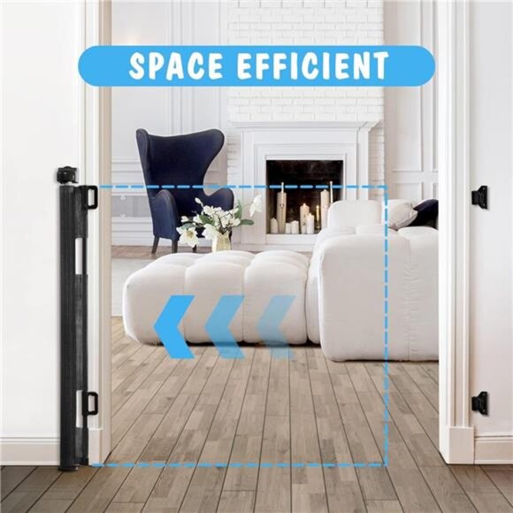 Baby Gate Retractable Gates for Stairs,Mesh Dog Gate for The House,Wide Pet Gate - Picture 6 of 7